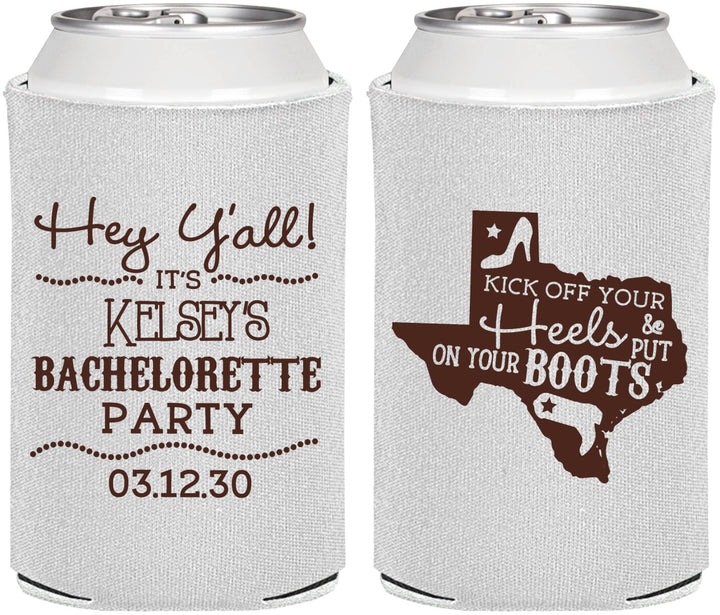 Personalized Bachelorette Can Coolers - Texas Cowgirl | 60041