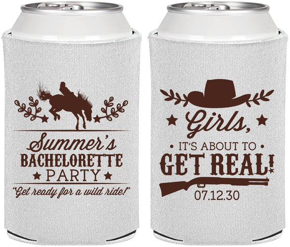 Personalized Bachelorette Can Coolers - Its About To Get Real | 60043