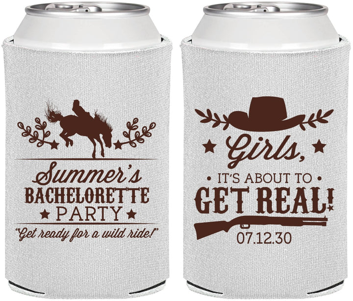 Personalized Bachelorette Can Coolers - Its About To Get Real | 60043