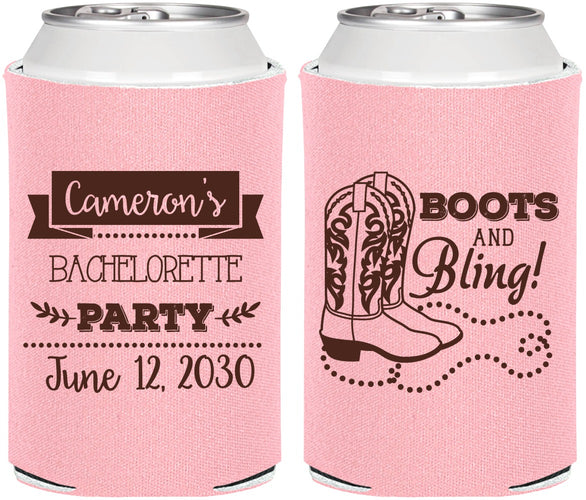 Personalized Bachelorette Can Coolers - Boots And Bling | 60044