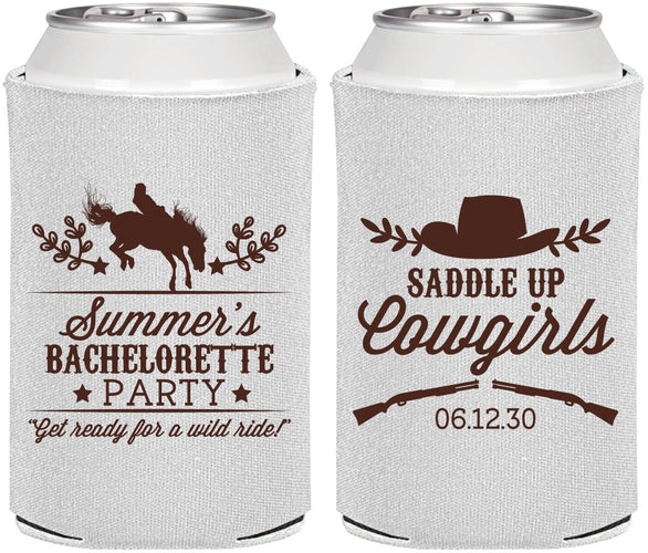 Personalized Bachelorette Can Coolers - Saddle Up Cowgirls | 60045
