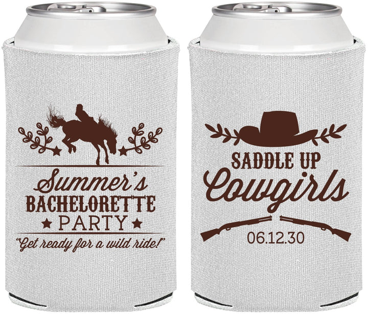 Personalized Bachelorette Can Coolers - Saddle Up Cowgirls | 60045