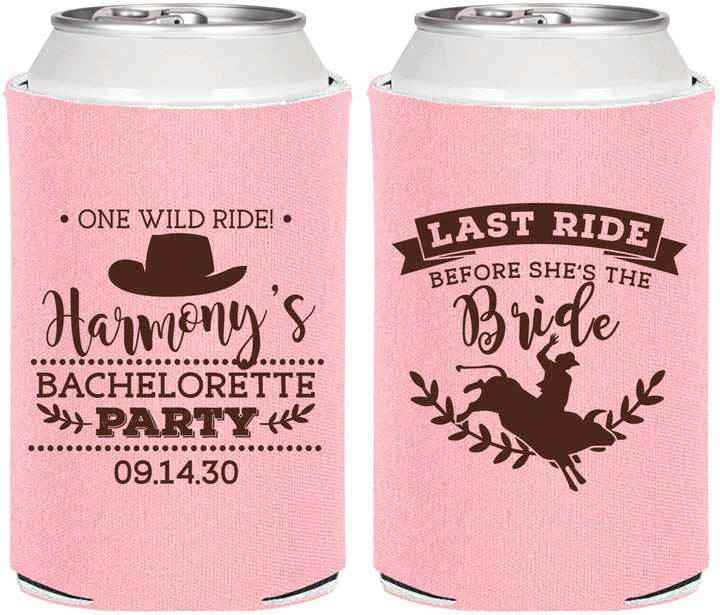 Personalized Bachelorette Can Coolers - Last Ride Before Bride | 60046