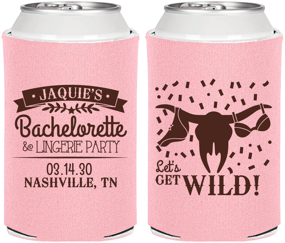 Personalized Bachelorette Can Coolers - Lets Get Wild Cowgirl | 60048