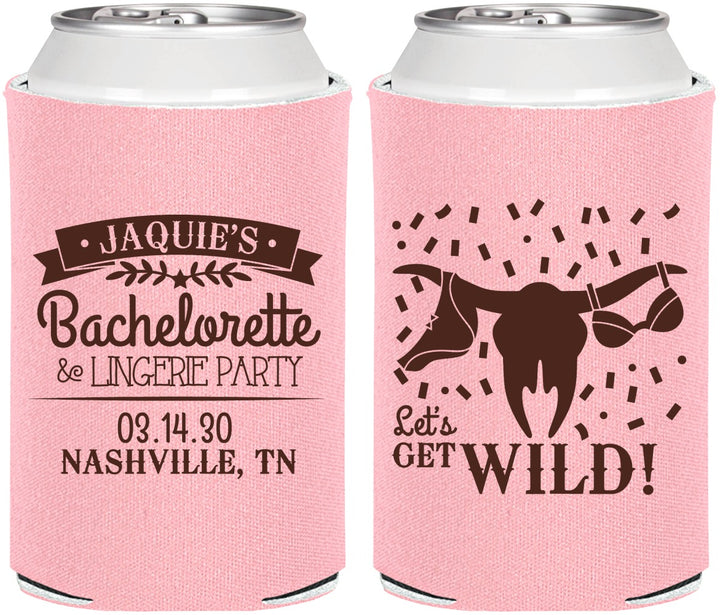 Personalized Bachelorette Can Coolers - Lets Get Wild Cowgirl | 60048