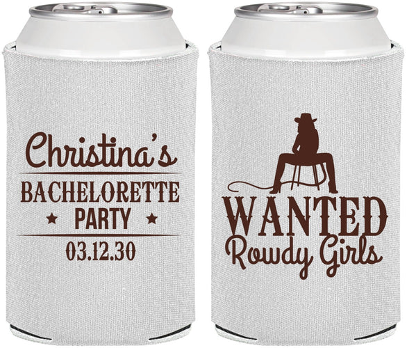 Personalized Bachelorette Can Coolers - Wanted Rowdy Girls | 60049