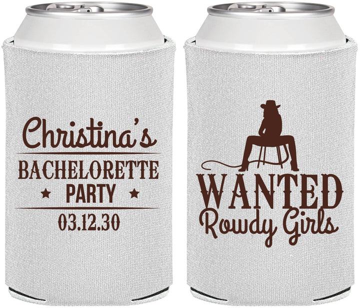 Personalized Bachelorette Can Coolers - Wanted Rowdy Girls | 60049