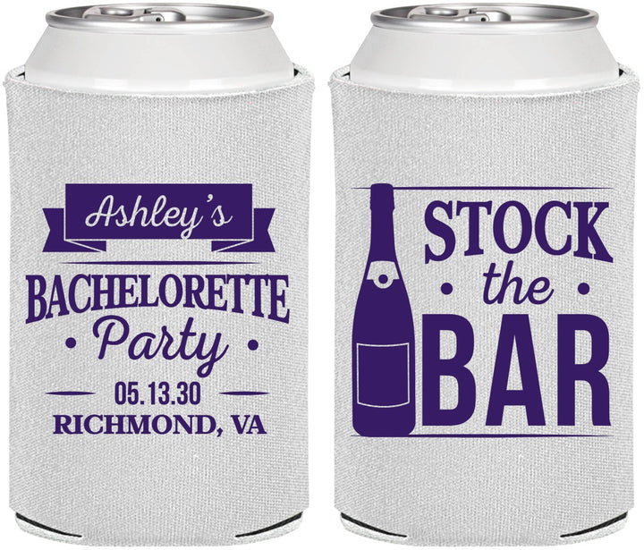 Personalized Bachelorette Can Coolers - Stock The Bar | 60053