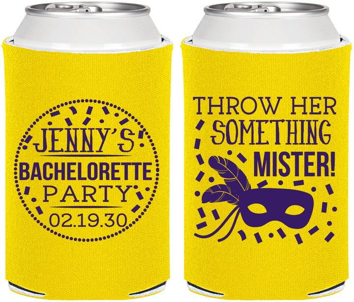 Personalized Bachelorette Can Coolers - Mardi Gras | 60055