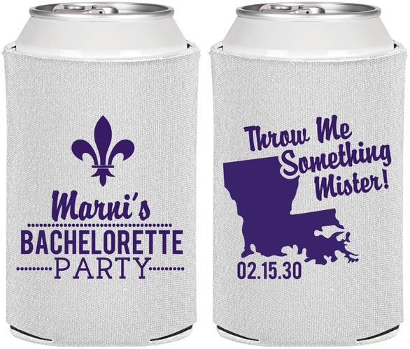 Personalized Bachelorette Can Coolers - Mardi Gras | 60056