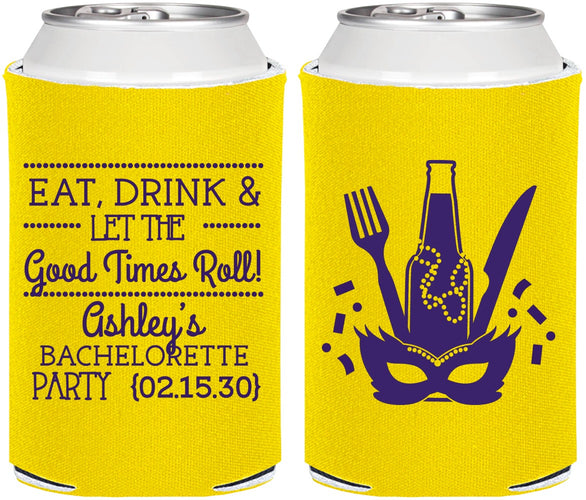Personalized Bachelorette Can Coolers - Mardi Gras | 60057