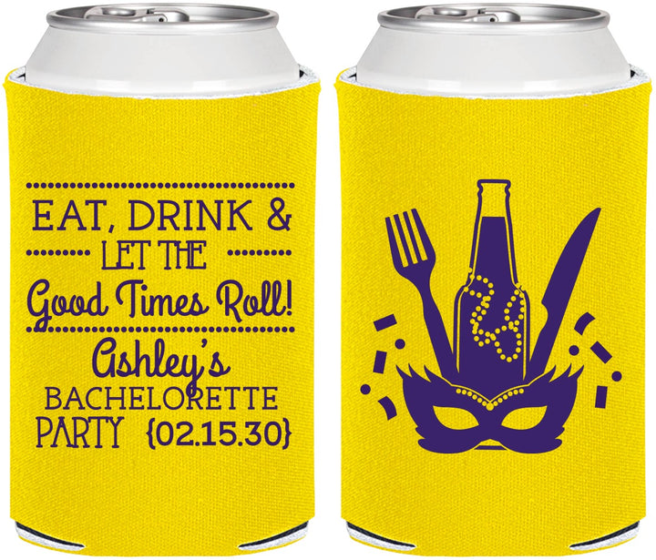 Personalized Bachelorette Can Coolers - Mardi Gras | 60057