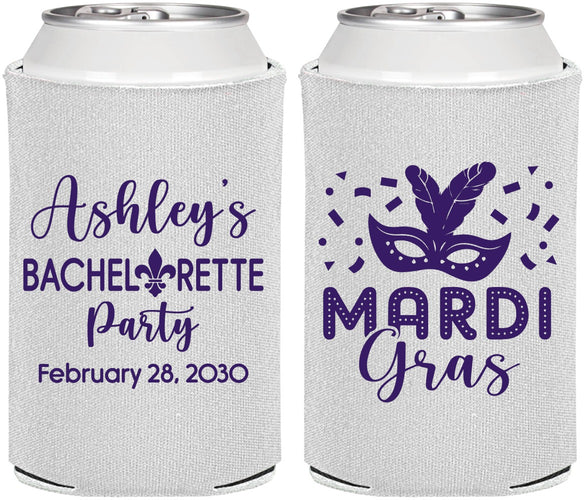 Personalized Bachelorette Can Coolers - Mardi Gras | 60060