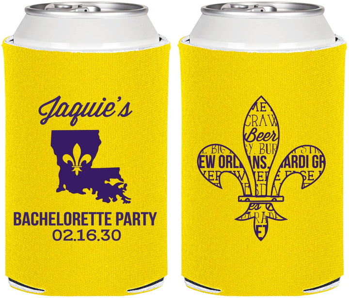 Personalized Bachelorette Can Coolers - Mardi Gras | 60062