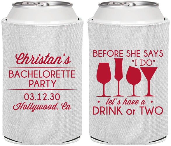 Personalized Bachelorette Can Coolers - Before She Says I Do | 60064