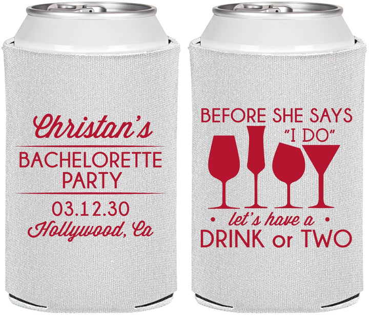 Personalized Bachelorette Can Coolers - Before She Says I Do | 60064