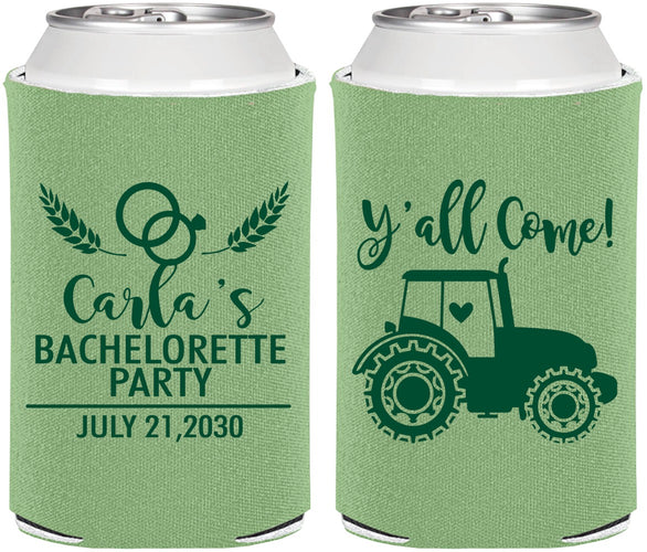 Personalized Bachelorette Can Coolers - Tractor Farm | 60070