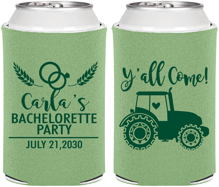 Personalized Bachelorette Can Coolers - Tractor Farm | 60070