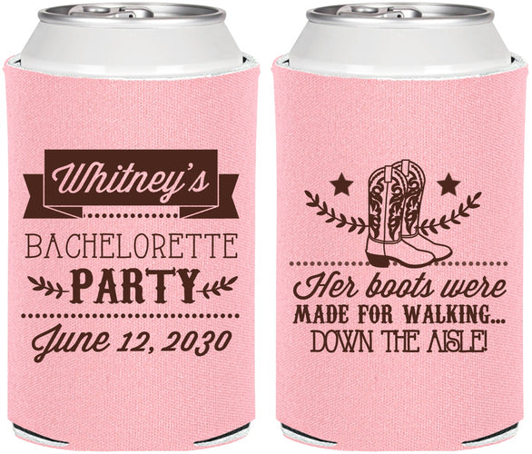 Personalized Bachelorette Can Coolers - Cowgirl Boots | 60072
