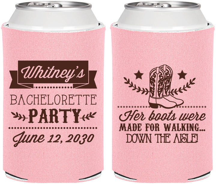 Personalized Bachelorette Can Coolers - Cowgirl Boots | 60072