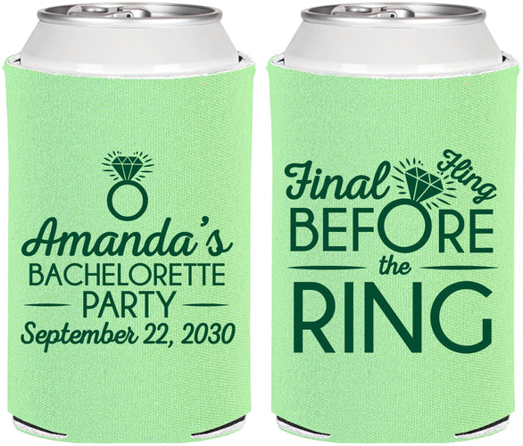 Personalized Bachelorette Can Coolers - Final Fling Before The Ring | 60074