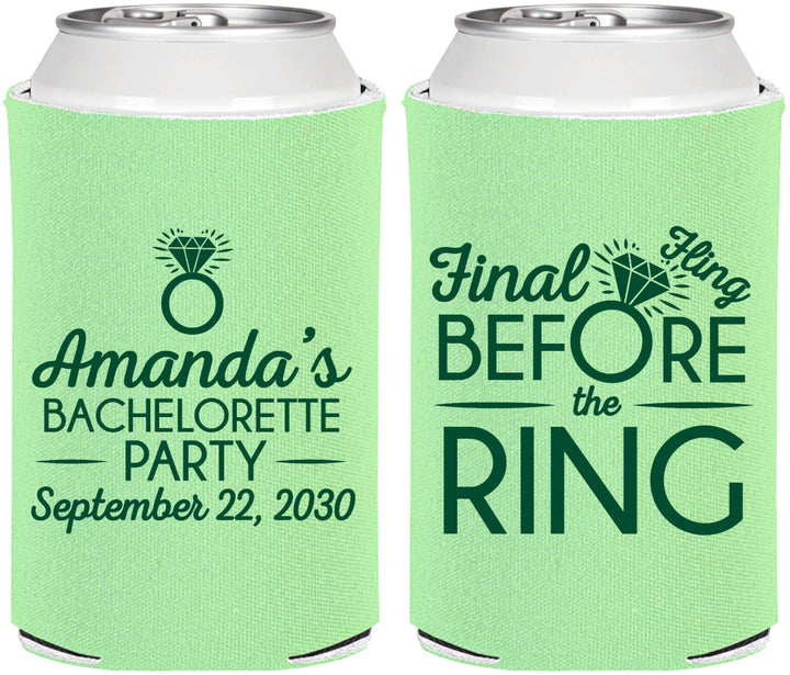 Personalized Bachelorette Can Coolers - Final Fling Before The Ring | 60074