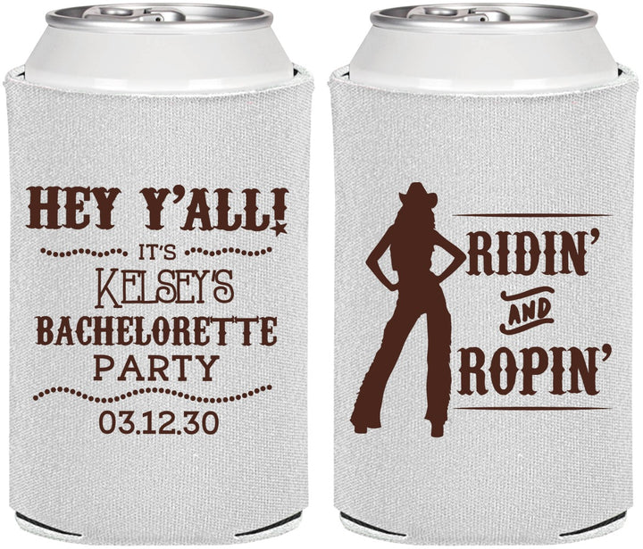 Personalized Bachelorette Can Coolers - Ridin And Ropin | 60078