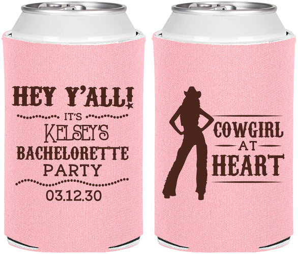 Personalized Bachelorette Can Coolers - Cowgirl At Heart | 60079