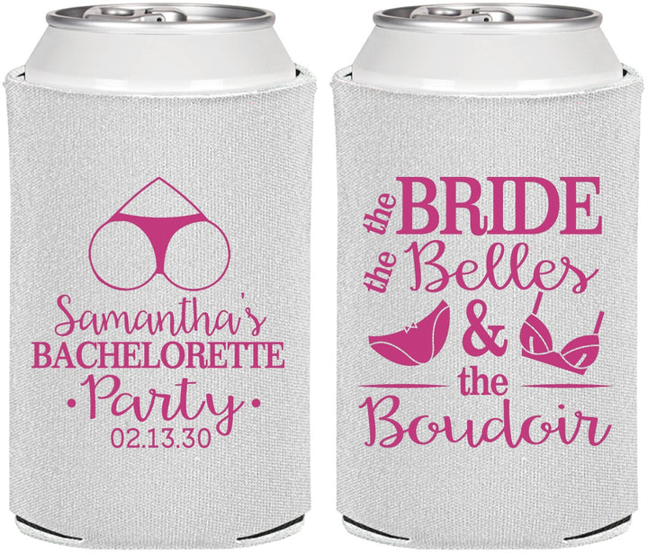Personalized Bachelorette Can Coolers - Brides Bells Boudoir | 60085