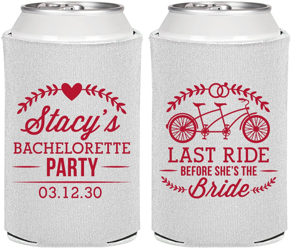 Personalized Bachelorette Can Coolers - Last Ride Before Bride | 60093
