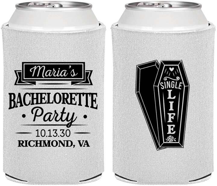 Personalized Bachelorette Can Coolers - Rip Single Life | 60095
