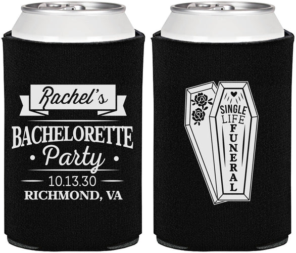 Personalized Bachelorette Can Coolers - Rip Single Life | 60096