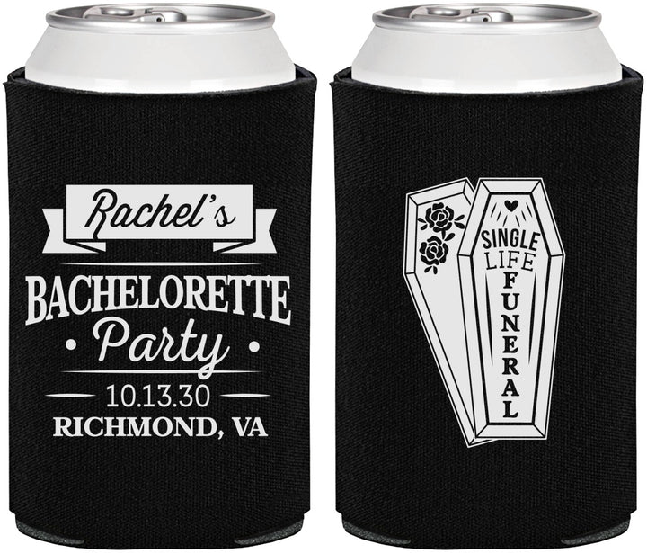 Personalized Bachelorette Can Coolers - Rip Single Life | 60096
