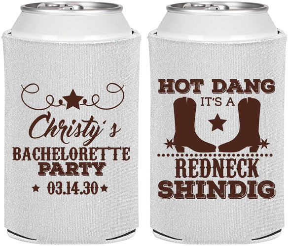 Personalized Bachelorette Can Coolers - Redneck Shindig | 60100