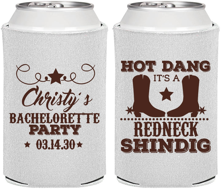 Personalized Bachelorette Can Coolers - Redneck Shindig | 60100