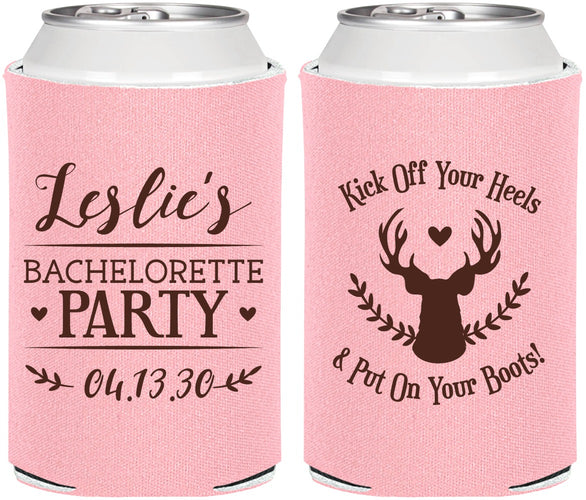 Personalized Bachelorette Can Coolers - Deer Heels Boots | 60102