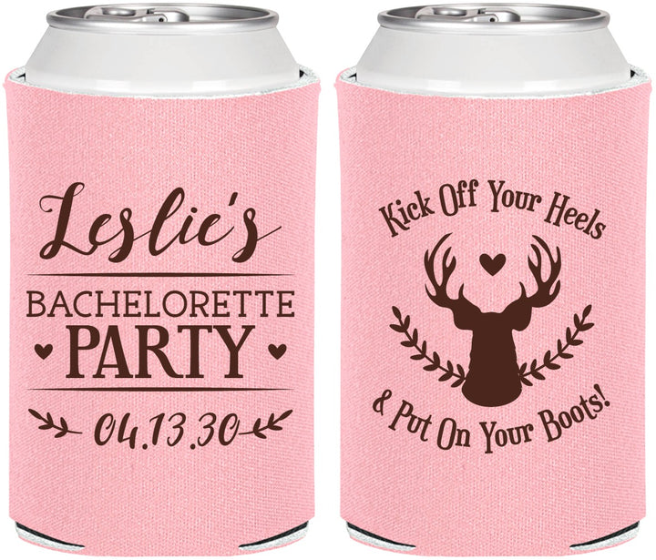 Personalized Bachelorette Can Coolers - Deer Heels Boots | 60102