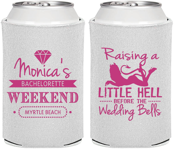 Personalized Bachelorette Can Coolers - Raising A Little Hell | 60103