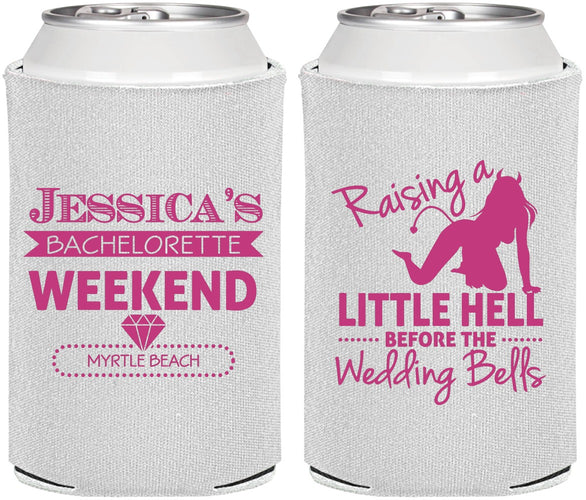Personalized Bachelorette Can Coolers - Raising A Little Hell | 60105