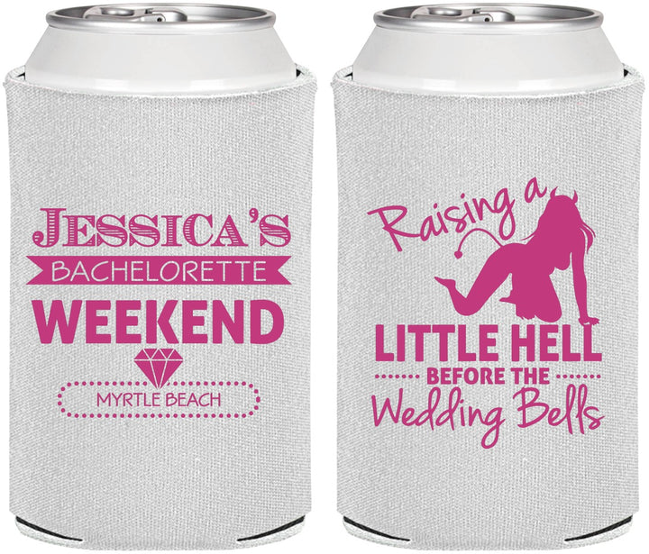 Personalized Bachelorette Can Coolers - Raising A Little Hell | 60105