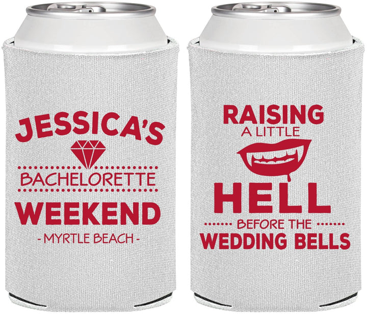 Personalized Bachelorette Can Coolers - Raising A Little Hell | 60106