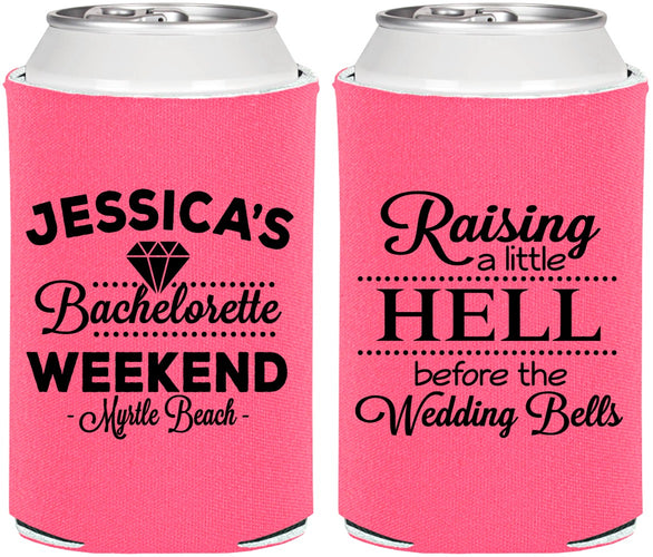 Personalized Bachelorette Can Coolers - Raising A Little Hell | 60107