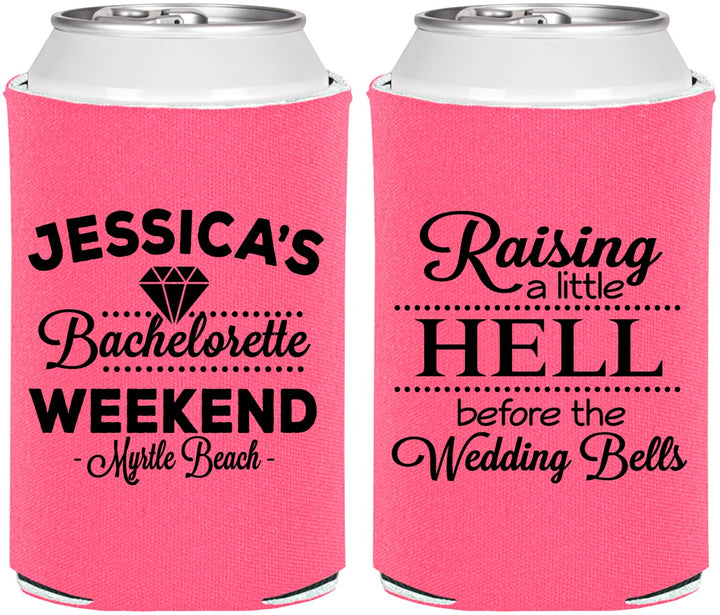 Personalized Bachelorette Can Coolers - Raising A Little Hell | 60107