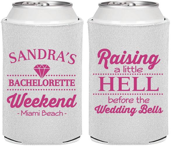 Personalized Bachelorette Can Coolers - Raising A Little Hell | 60108