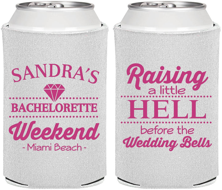 Personalized Bachelorette Can Coolers - Raising A Little Hell | 60108