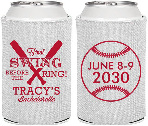 Personalized Bachelorette Can Coolers - Final Swing Before Ring | 60109