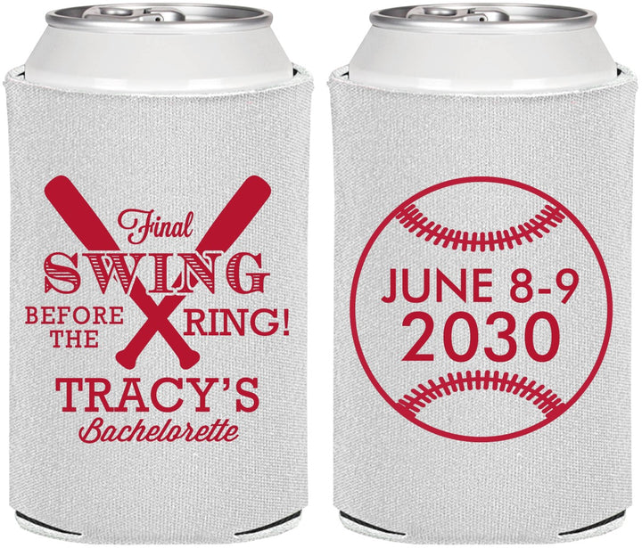 Personalized Bachelorette Can Coolers - Final Swing Before Ring | 60109