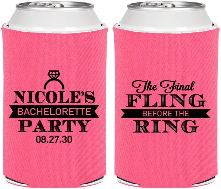 Personalized Bachelorette Can Coolers - Final Fling Before The Ring | 60110