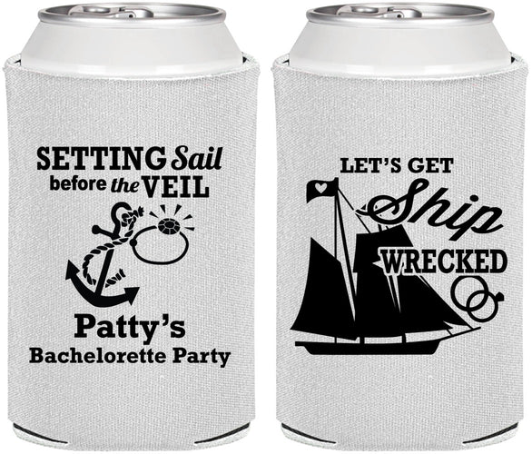 Personalized Bachelorette Can Coolers - Setting Sail Before Veil | 60116