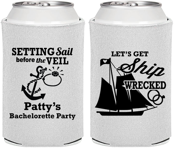 Personalized Bachelorette Can Coolers - Setting Sail Before Veil | 60116